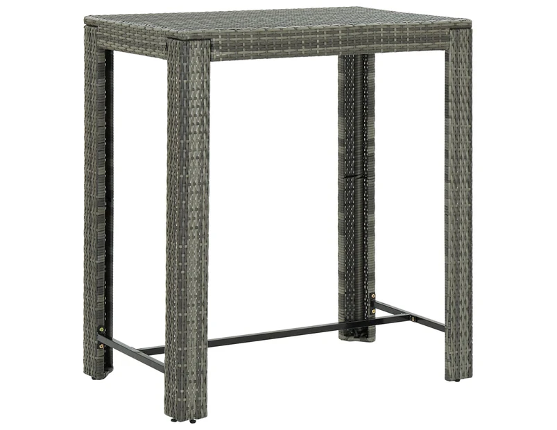 vidaXL Garden Bar Table Grey 100x60.5x110.5 cm Poly Rattan