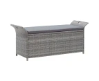 vidaXL Storage Bench with Cushion Grey 138 cm Poly Rattan