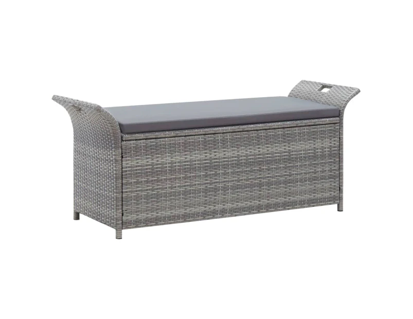 vidaXL Storage Bench with Cushion Grey 138 cm Poly Rattan