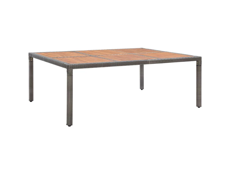 vidaXL Garden Table Grey 200x150x74 cm Poly Rattan and Acacia Wood