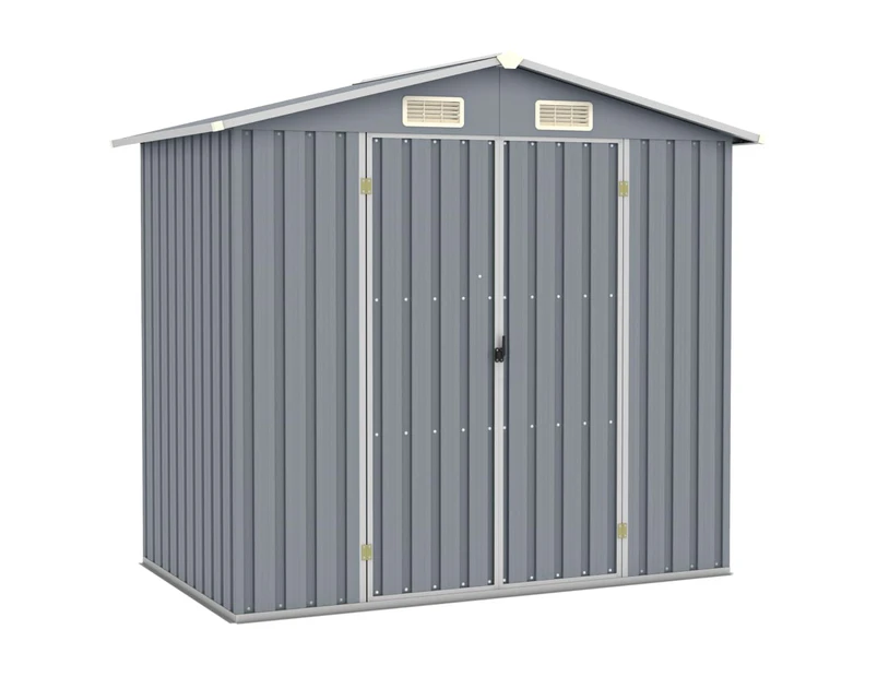 Garden Shed Grey 205x129x183 cm Galvanised Steel