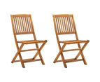 vidaXL Folding Outdoor Chairs 2 pcs Solid Acacia Wood