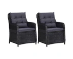 vidaXL Garden Chairs 2 pcs with Cushions Poly Rattan Black