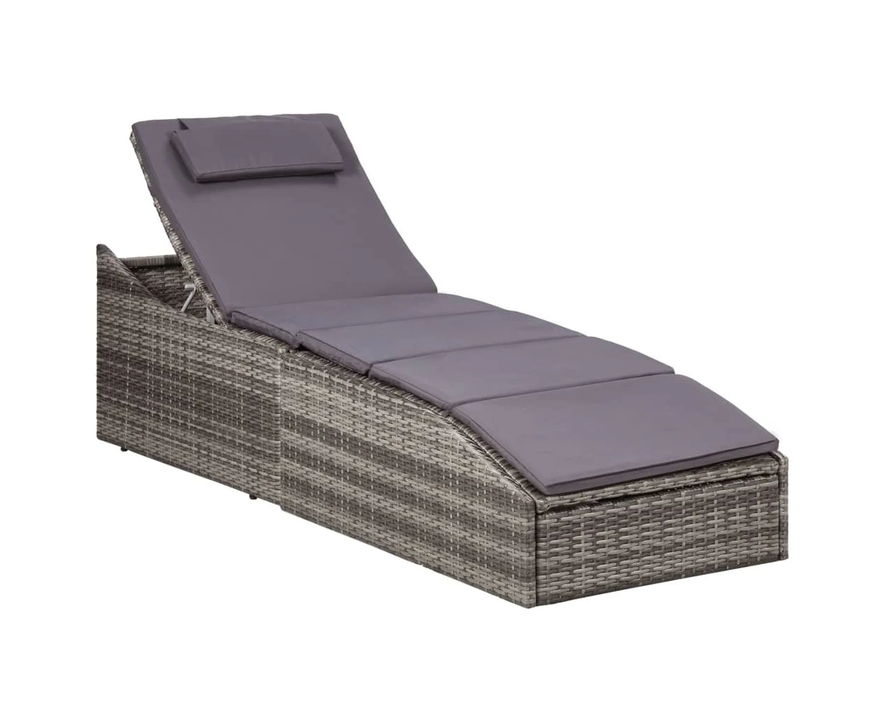 vidaXL Sunbed with Cushion Poly Rattan Grey