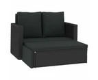 vidaXL 2 Piece Garden Lounge Set with Cushions Poly Rattan Black