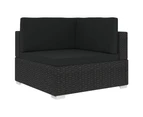 vidaXL Sectional Corner Chair 1 pc with Cushions Poly Rattan Black