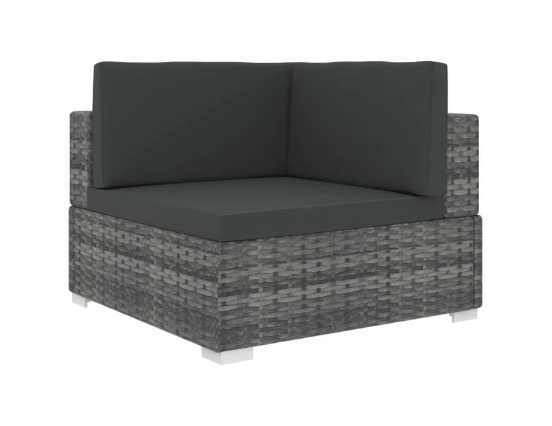 vidaXL Sectional Corner Chair 1 pc with Cushions Poly Rattan Grey