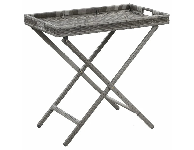 vidaXL Folding Table Grey 80x45x75 cm Poly Rattan
