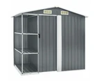 vidaXL Garden Shed with Rack Grey 205x130x183 cm Iron