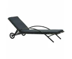 vidaXL Sun Lounger with Cushion & Wheels Poly Rattan Anthracite