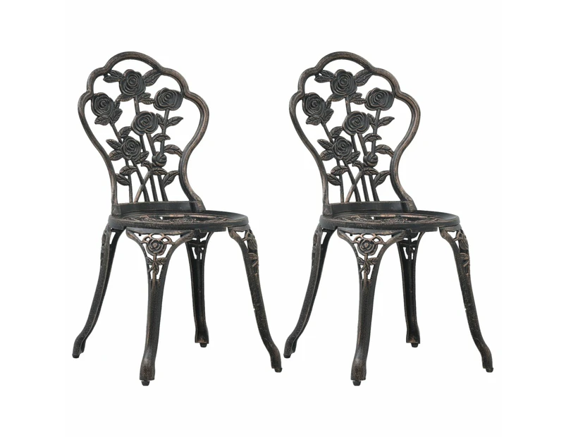 vidaXL Bistro Chairs 2 pcs Bronze Cast Aluminium