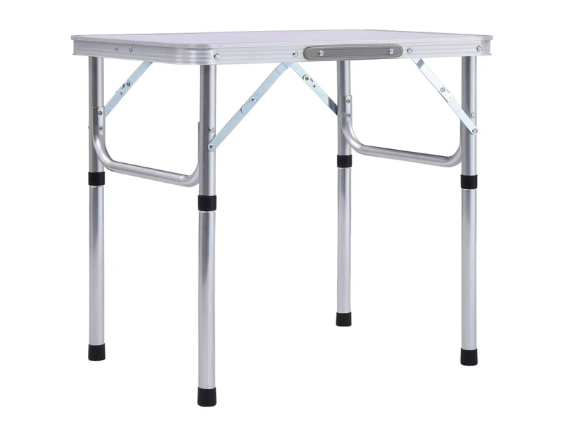 vidaXL Folding Camping Table White Aluminium 60x45 cm