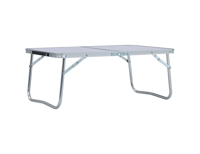 vidaXL Folding Camping Table White Aluminium 60x40 cm