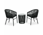 vidaXL 3 Piece Bistro Set with Cushions PE Rattan Black