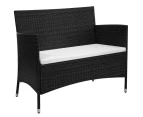 vidaXL Garden Bench with Cushion Poly Rattan Black