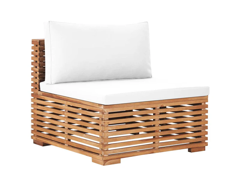 vidaXL Garden Middle Sofa with Cream Cushion Solid Teak Wood