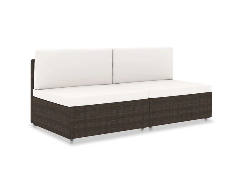 Sectional Sofa 2-Seater Poly Rattan Brown