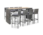 vidaXL 9 Piece Outdoor Bar Set Poly Rattan and Acacia Wood Grey