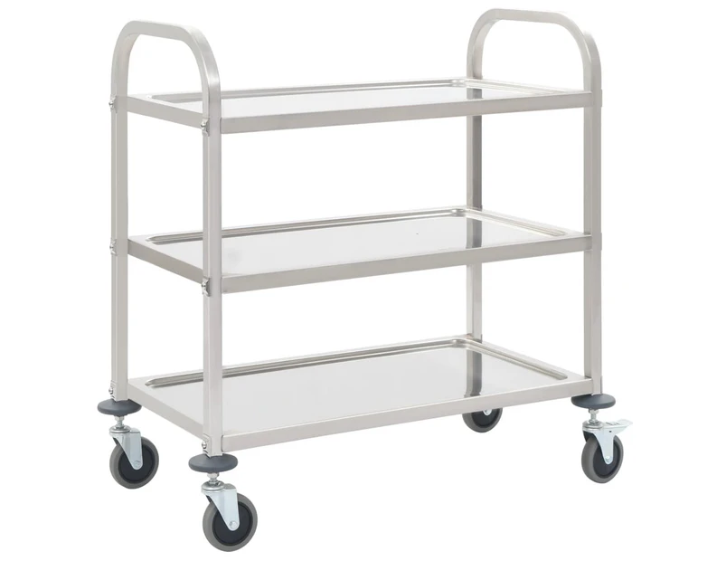 Kitchen Carts 3 Tier Kitchen Trolley 95X45x83.5 Cm Stainless Steel