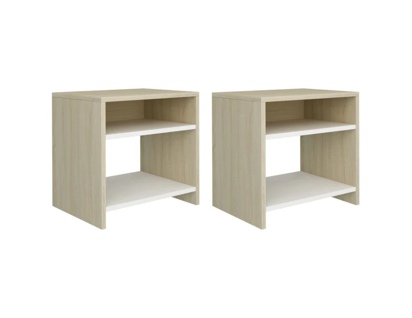 vidaXL Bedside Cabinets 2 pcs White and Sonoma Oak 40x30x40 cm