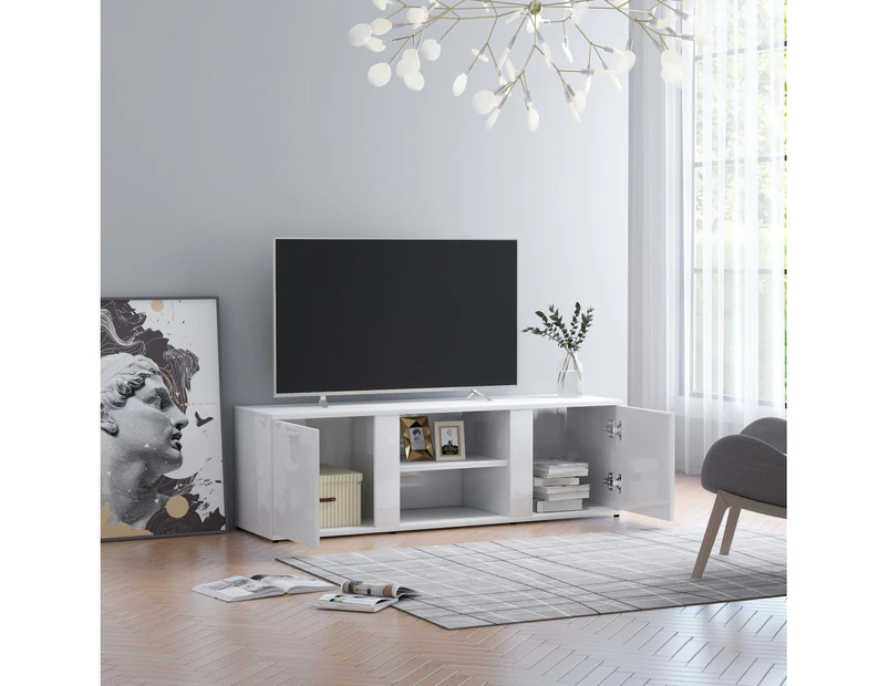 TV Cabinet High Gloss White 120x34x37 cm Engineered Wood STORAGE