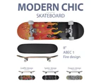 Oval Shape Skateboard 9 Ply Maple Fire Design 8"