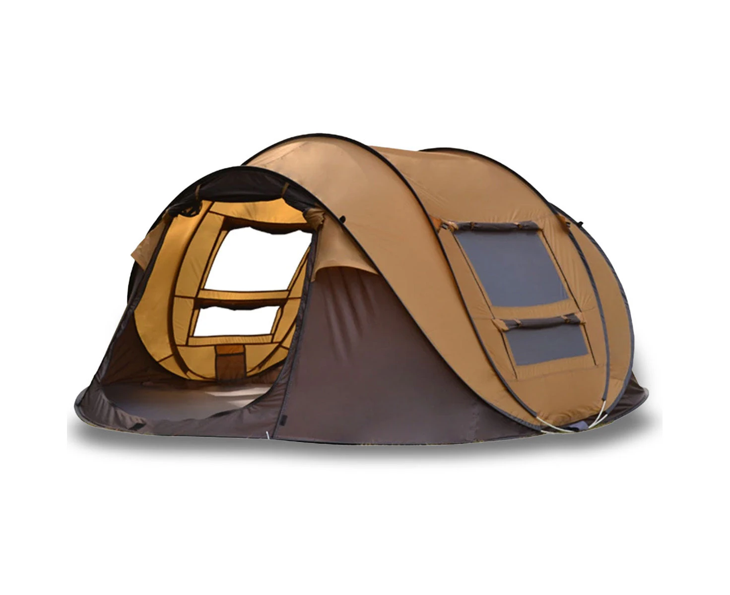 Waterproof Instant Beach Camping Tent 6 Person Pop up Tents Family Hiking Dome - brown