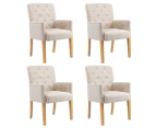 vidaXL Dining Chairs with Armrests 4 pcs Beige Fabric