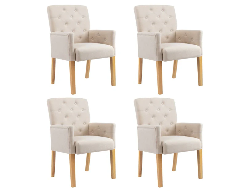 vidaXL Dining Chairs with Armrests 4 pcs Beige Fabric