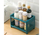 Double-layer Hollow Storage Shelf PP Suger Vinegar Jar Sundries Storage Holder for Kitchen-Blue