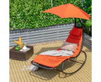 Costway Hammock Swing Chair w/Shade Canopy Steel Frame Cushioned Lounger Chair Outdoor Rocking Chair Orange