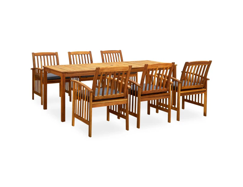 vidaXL 7 Piece Garden Dining Set with Cushions Solid Acacia Wood