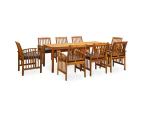 vidaXL 9 Piece Garden Dining Set with Cushions Solid Acacia Wood