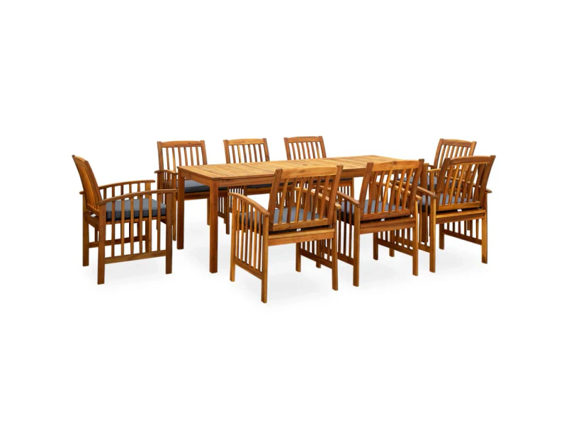 vidaXL 9 Piece Garden Dining Set with Cushions Solid Acacia Wood