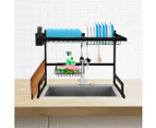 Toque Dish Rack Over Sink Drying Drainer 2 Tier Plate Cup Organizer Steel 65CM