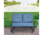 Costway 2 Seats Outdoor Swing Glider Chair Patio Loveseat Glider w/ Cushions Rocking Bench Chair Patio Furniture Lounge Navy