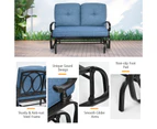 Costway 2 Seats Outdoor Swing Glider Chair Patio Loveseat Glider w/ Cushions Rocking Bench Chair Patio Furniture Lounge Navy