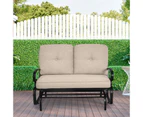 Costway 2 Seats Outdoor Swing Glider Chair Patio Loveseat Glider w/ Cushions Rocking Bench Chair Patio Furniture Lounge Beige