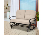 Costway 2 Seats Outdoor Swing Glider Chair Patio Loveseat Glider w/ Cushions Rocking Bench Chair Patio Furniture Lounge Beige