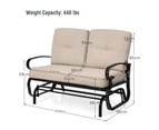 Costway 2 Seats Outdoor Swing Glider Chair Patio Loveseat Glider w/ Cushions Rocking Bench Chair Patio Furniture Lounge Beige
