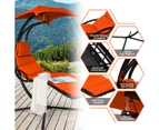 Costway Outdoor Hammock Chair w/Stand Metal Swing Chair Garden Lounger Chair Cushion Canopy Patio Pool Yard Orange