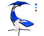 Costway Outdoor Hammock Chair w/Stand Metal Swing Chair Garden Lounger Chair Cushion Canopy Patio Pool Yard Blue