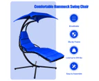 Costway Outdoor Hammock Chair w/Stand Metal Swing Chair Garden Lounger Chair Cushion Canopy Patio Pool Yard Blue