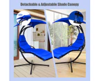 Costway Outdoor Hammock Chair w/Stand Metal Swing Chair Garden Lounger Chair Cushion Canopy Patio Pool Yard Blue