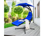 Costway Outdoor Hammock Chair w/Stand Metal Swing Chair Garden Lounger Chair Cushion Canopy Patio Pool Yard Blue