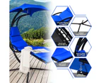 Costway Outdoor Hammock Chair w/Stand Metal Swing Chair Garden Lounger Chair Cushion Canopy Patio Pool Yard Blue