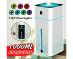 1L Led White Aromatherapy Diffuser Aroma Essential Oil Ultrasonic Air Humidifier Purifier