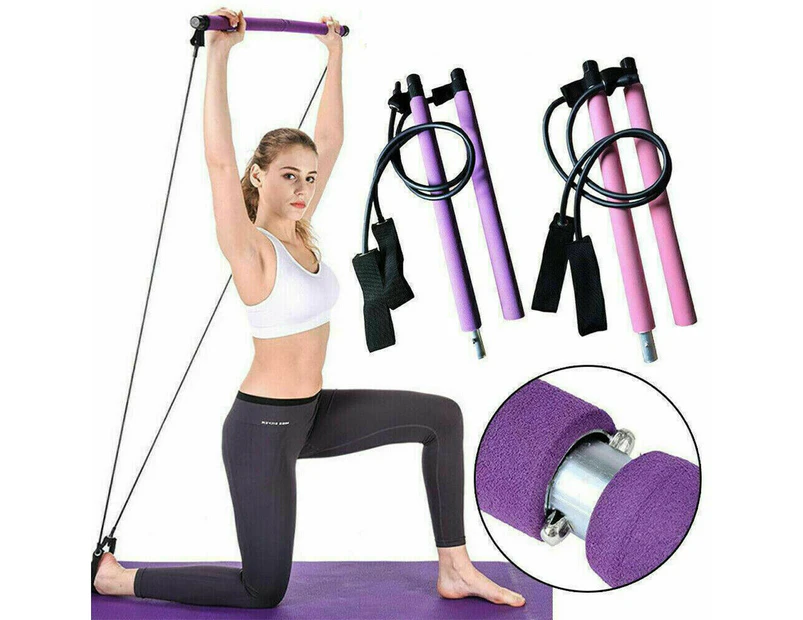 Exercise Pilates Bar Kit with Resistance Band Stick Toning Bar