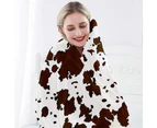 Cow Print Blanket Bed Cow Throws Blanket Lightweight Fleece Blanket-Brown White