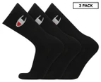Champion Unisex Sport C Logo Crew Socks 3-Pack - Black